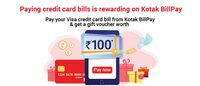 Pay any Visa credit card in Kotak Billpay & get a Woohoo voucher worth Rs.100