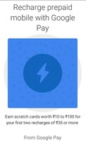 Gpay: Get 10 to 100 Cashback On Your First Two Prepaid recharge Of 35 & More