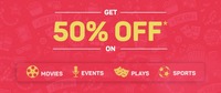 Bookmyshow: Flat 50% off upto Rs.100 ( Min 2 Tickets)