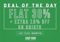 NNNOW Deal Of The Day : Flat 30% OFF + Extra 10% OFF on Shirts
