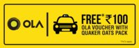 100 Rs ola discount voucher free with quaker oats