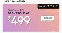 OYO Rooms : Flash Sale @ 499 At 5 Pm