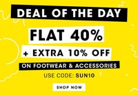 NNNOW Deal Of The Day : Flat 40% OFF + Extra 10% OFF on Footwear and Accessories