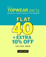 NNNOW : TopWear Party Flat 40% OFF + Extra 10% OFF