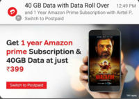 Get 1 year Amazon Prime 3 Months Netflix & 40GB AirTel Data at just rs399/rs499