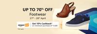 Upto 70% Off Footwear 27th to 28th April (Get Extra 10% CashBack On 1500)