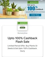 Flash Sale : Buy Plants & Seeds Pots Gift & Get Upto 100% Cashback Upto 1000 + 50% Cashback Using New PayPal 