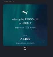 Cred - Burn 5000  coins and get upto rs 5000 off Puma 