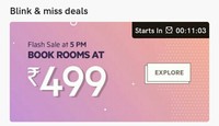 Oyo Rooms :Flash Sale At 5 pm Rooms @ 499 
