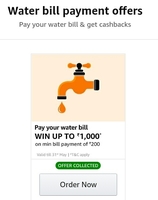 Pay your Water bill win upto Rs. 1000 on min payment of Rs 200