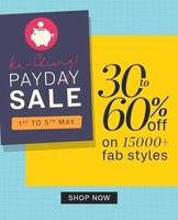 NNNOW : PayDay Sale 1st-5th May (30-60% OFF on Fab Styles)