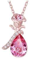 18k Rosegold Plated Pink Austrian Crystal Flower Pendant  @106/-