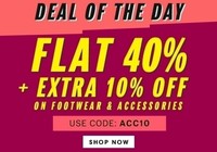 NNNOW Deal Of The Day : Flat 40% OFF + Extra 10% OFF on Footwear and Accessories