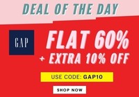 NNNOW Deal Of The Day : Flat 60% OFF + Extra 10% OFF on GAP Clothing and Accessories