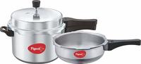 Pigeon by Stovekraft Calida Aluminium Pressure Cooker Set, 2-Pieces, Silver