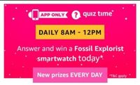  Amazon Quiz Answers | 08 May 2019 | Win Fossil Explorist Ana-Digi Black Men's Watch