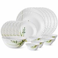 Larah By Borosil Herbs Opalware Dinner Set, 19-Pieces