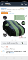 Looot.   Autofurnish Stylish Green Stripe Car Body Cover for Hyundai i10 - Arc Blue