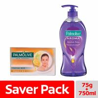 Palmolive Skin Therapy Soap Bar with Vitamin C & E – 75 gm with with Palmolive Aroma Absolute Relax Shower Gel - 750 ml 