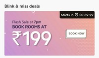 Oyo Rooms: Flash Sale at 7 pm Rooms @ 199