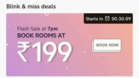 Oyo Rooms: Flash Sale at 7 pm Rooms @ 199