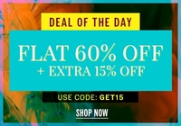 NNNOW Today's Sale :  Flat 60% off on many brands + Extra 15% off. Apply code.