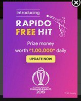 Rapido Free Hit : Predit And Win Daily 50 Cashback ( Daily 1,00,000 prize)