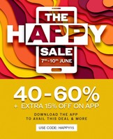 NNNOW : The HAPPY Sale (7th-10th June App only) || 40-60% OFF + Extra 15% OFF on Apparels and Accessories