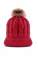 Baby's Cute Fur Ball Knitted Wool Beanie Pompom Hat (Red, 0-3 Years)