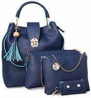 For Women...! Fashion Combo Set Pu Leather Shoulder Bags For Women Blue Colour Set Of 4 @ Rs. 899/-