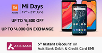 Mi Days Upto ₹6,500 Off + Extra ₹4000 off on Exchange + 5% Off on Axis Cards EMI | 17-21 June