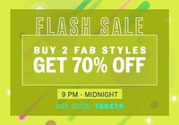 NNNOW Flash Sale : Buy 2 Fab Styles Get 70% OFF (9pm-midnight)