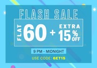 NNNOW Flash Sale : Flat 60% + Extra 15% OFF on Apparels and Accessories (9pm-midnight)