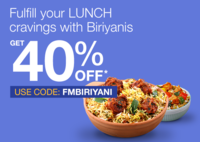 Flat 40% Off on Biriyani + Extra 50% upto 100 Cashback via Apps on PhonePe