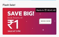 Oyo Flash sale at 3 PM : Book Rooms at Rs 1