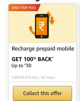 Amazon: 100% Cashback On prepaid Recharge Upto 25 /30/35