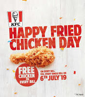 Get Free Fried Chicken on any KFC order (6th July)