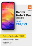 Redmi Note 7 Pro 4GB | 64GB  starting from 13999