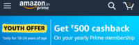 Amazon Prime Youth Offer - Get Rs. 500 Cashback on Prime Membership