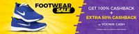Voonik Footwear Sale: Get 100% Cashback + Extra 50% Cashback as Voonik Cash