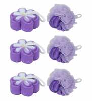 WTF Deal - Home Creations Designer Bathing Sponge Loofah For Men And Women - Assorted Color, Set Of 6