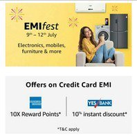 Amazon EMI Fest : Flat 10% Discount On Yes Bank Credit Card On Electronic Mobile Furniture & More ( 9-12 July)
