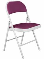 Story@Home Seat and Back Cushion Multipurpose Folding Chair for Office Use, Kids, Home, School Study Folding Chairs, Living Room Chair, Garden, Balcony and Outdoors (White and Purple) 
