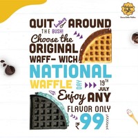 National Waffle Day at Belgian Waffle : Any waffle @₹99 (19th July)