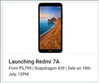Redmi 7A - Next Sale 18th July, 12 noon