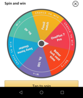 Amazon app Spin and Win - Try your luck to win Rs. 50/Rs. 75 Cash or other products.