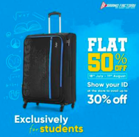 Brand Factory Flat 50% off on luggage & additional up to 30% off for students | 18th July to 11th August