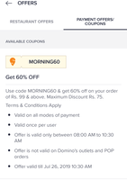 Swiggy 60% Off UPTO 75 (May be user specific)