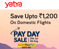 Yatra Payday sale save 1200 on flights with PayPal