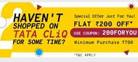 Tatacliq : Get EXTRA Rs.200 Off Use Coupon Code '200FORYOU' ( Min 700 Order) ( May Be User Specific)
